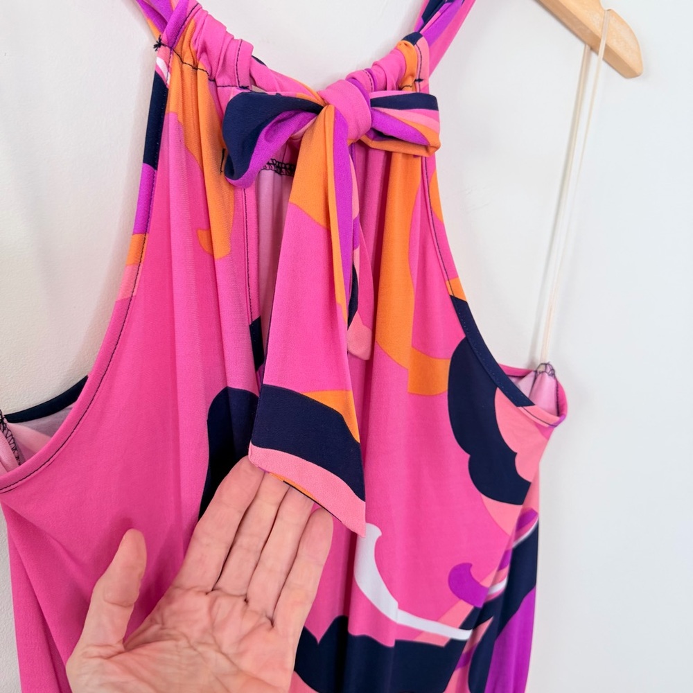 Trina by Trina Turk Tropical Print Halter Juju Jumpsuit vacation artsy resort - Picture 5 of 10